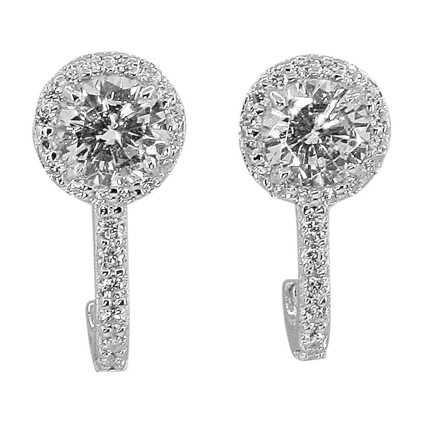 Lustrous Halo Embellished Half Hoop Earrings