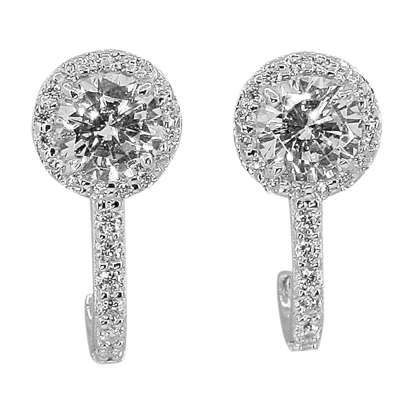 Lustrous Halo Embellished Half Hoop Earrings