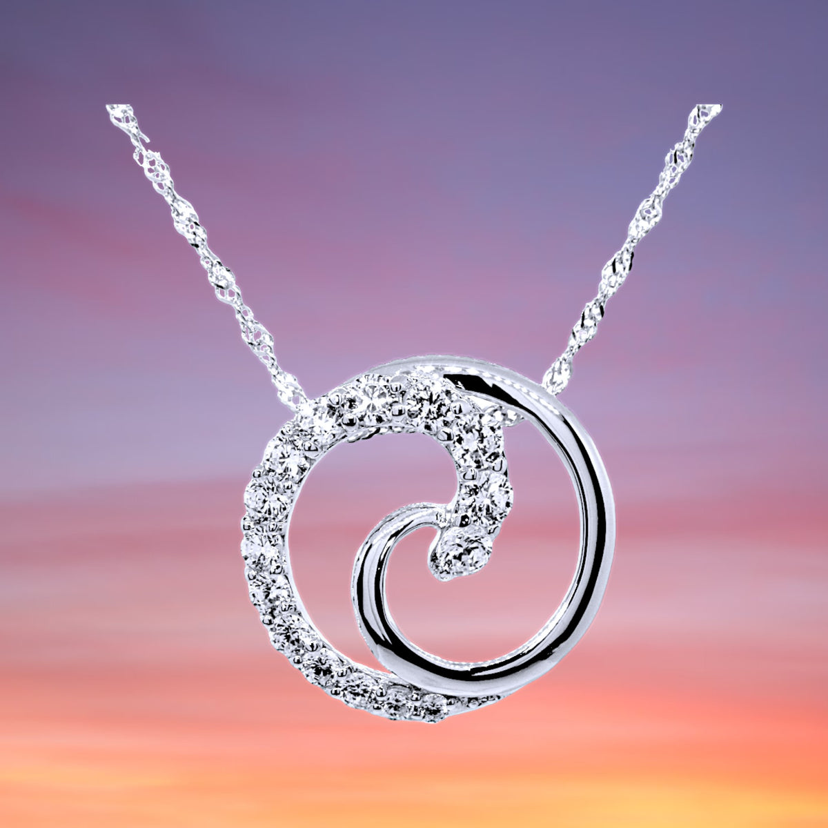 ネックレス・ペンダント LAZY DAWN wave ring chain necklace Silver Satin & Polished Folded Waves Necklace - Azendi