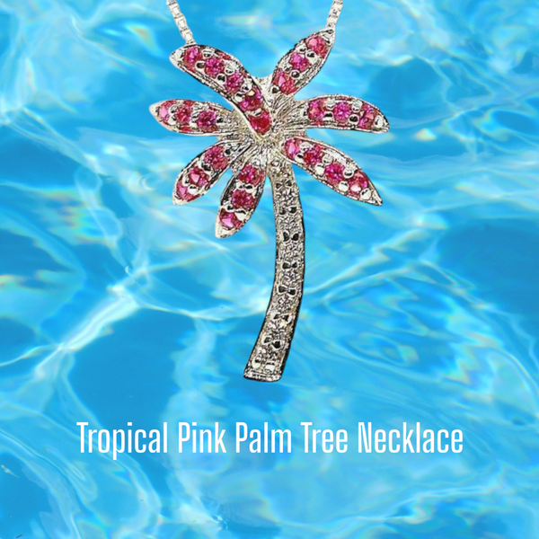 Florida Pink Palm Tree Necklace
