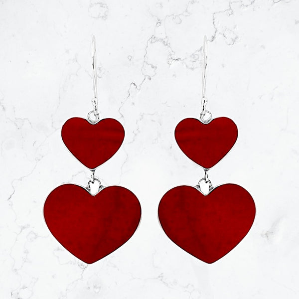 Love Hearts Coral Earrings