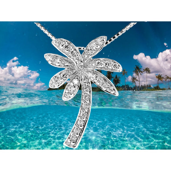 Florida White Palm Tree Necklace