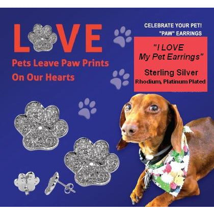 Cute Pave Paw Print Stud Earrings