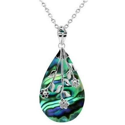 Enchanting Floral Teardrop Abalone Necklace