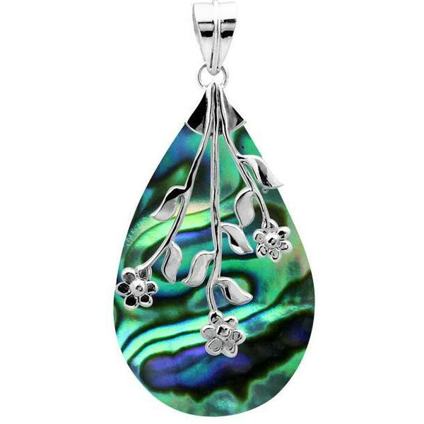 Enchanting Floral Teardrop Abalone Necklace