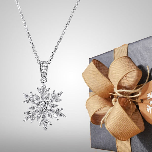 Elegant Crystal Ice Sterling Silver Snowflake Necklace
