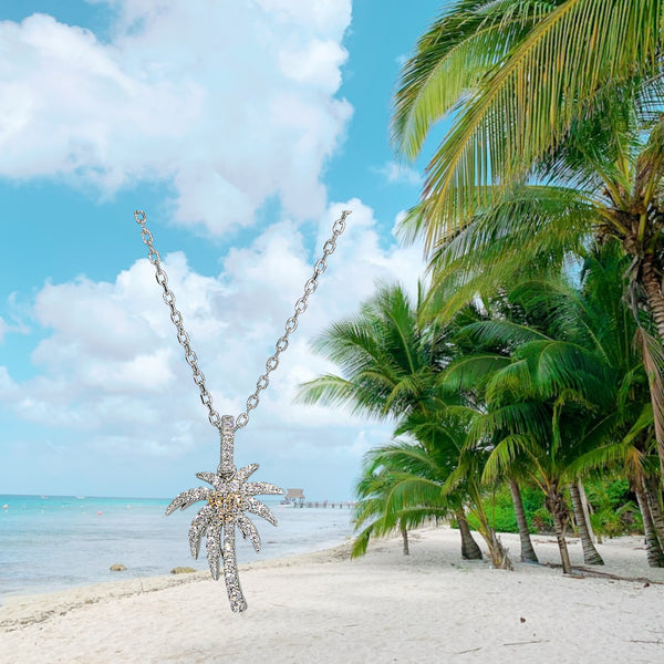 Petite Sterling Silver Palm Tree Pendant – Tropical Luxury Jewelry