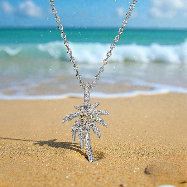Petite Sterling Silver Palm Tree Pendant – Tropical Luxury Jewelry