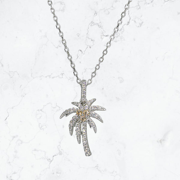 Petite Sterling Silver Palm Tree Pendant – Tropical Luxury Jewelry