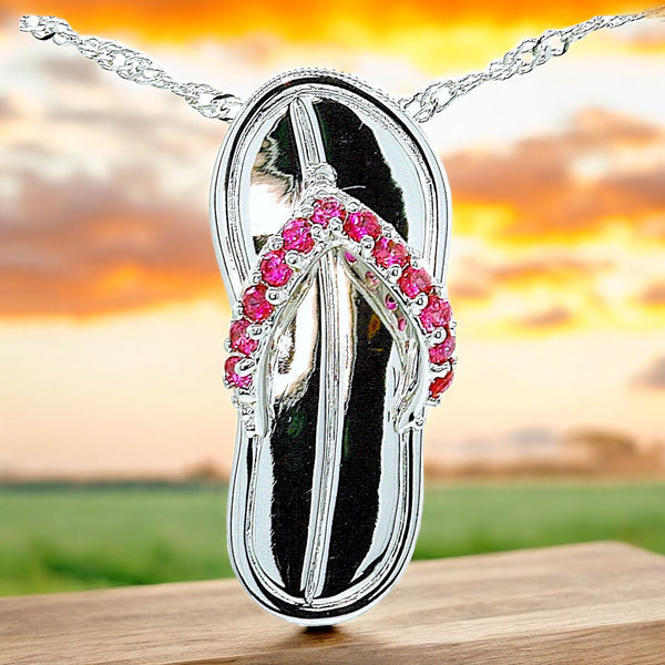 Ruby Red Flip Flop By The Sea Necklace