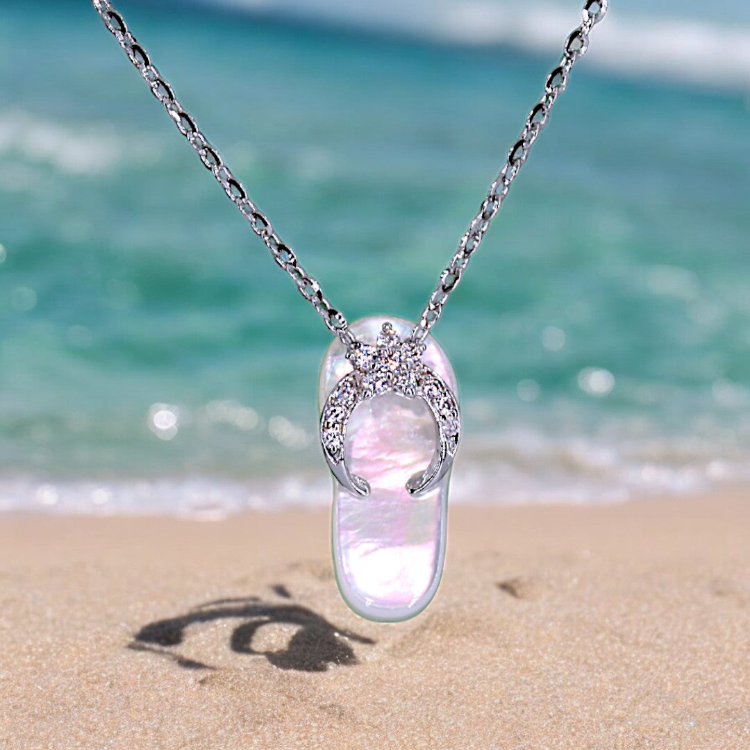 Elegant Sterling Silver Mother of Pearl Necklace & Pendant