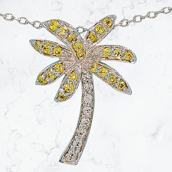 Florida Canary Yellow Palm Tree Necklace