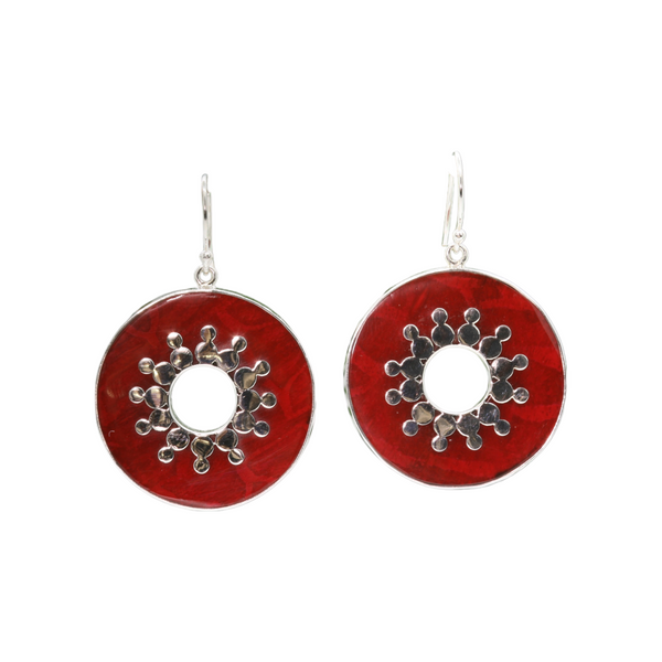 Red Sun Coral Necklace & Earrings Set