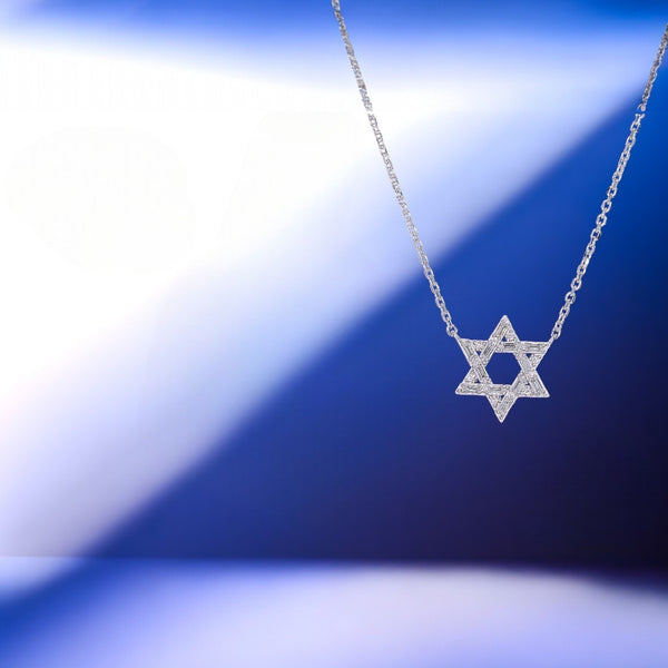 Star of David Necklace Sterling Silver CZ – Magen David Jewish Necklace - Argenti Designer Jewelers
