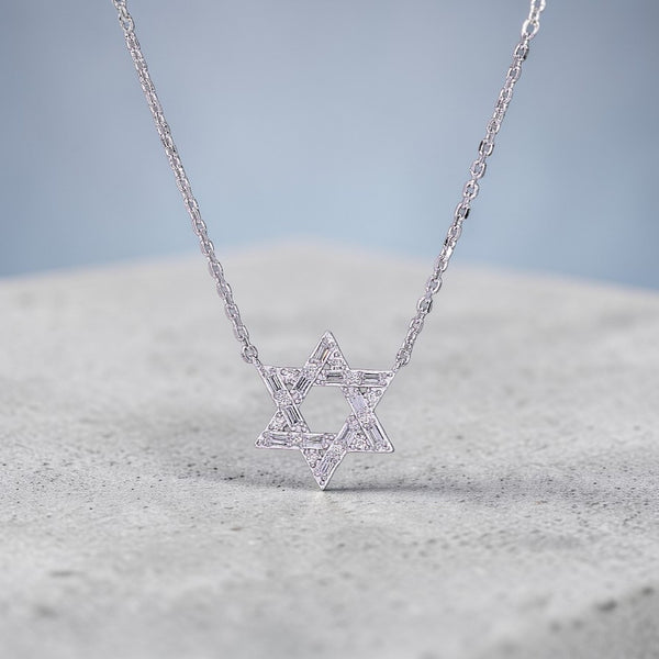 Star of David Necklace Sterling Silver CZ – Magen David Jewish Necklace - Argenti Designer Jewelers