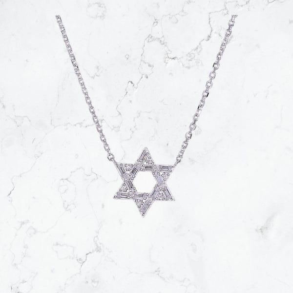 Star of David Necklace Sterling Silver CZ – Magen David Jewish Necklace - Argenti Designer Jewelers
