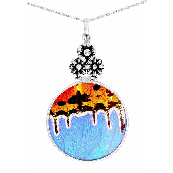 Grand Blue Floral Butterfly Necklace