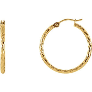Diamond Cut Hoop Gold Earrings