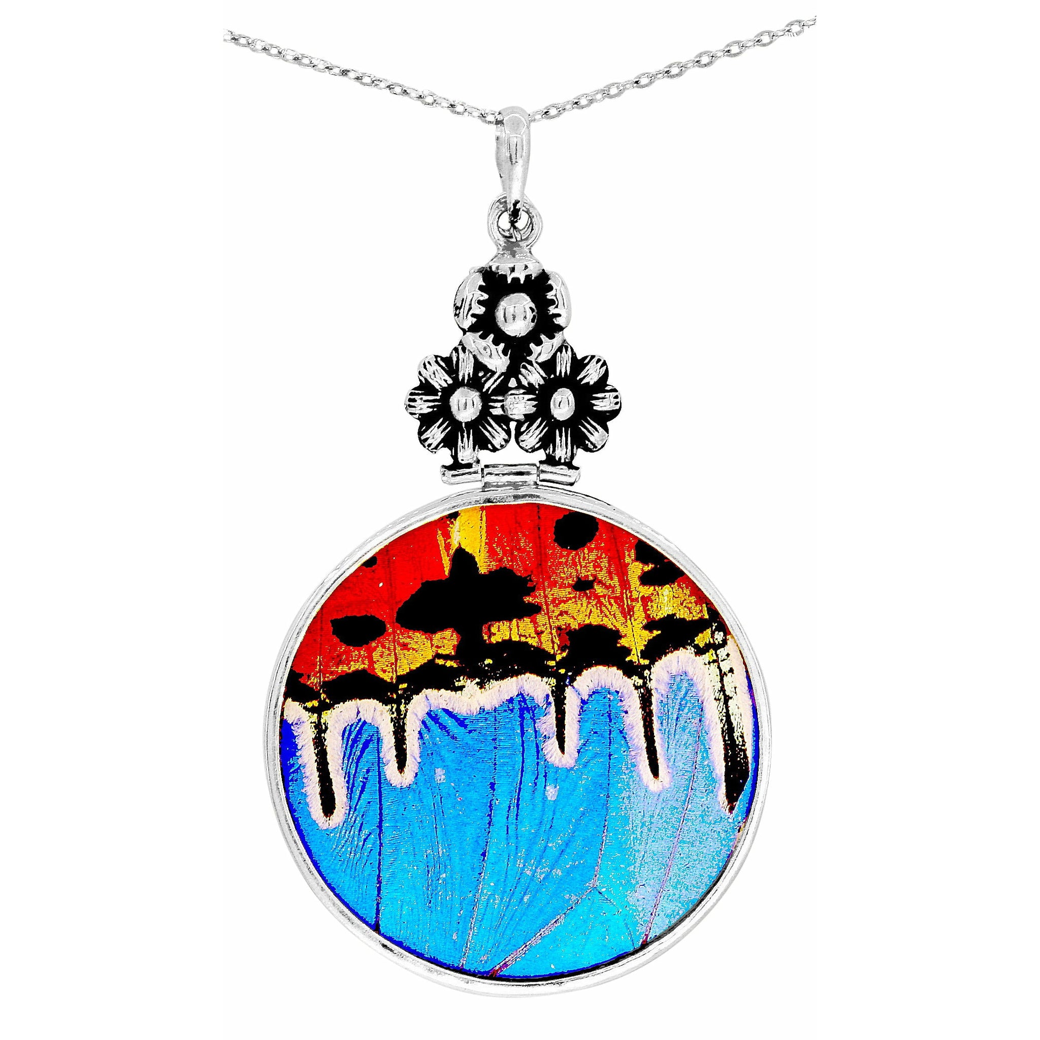 Grand Blue Floral Butterfly Necklace