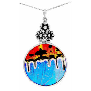 Grand Blue Floral Butterfly Necklace