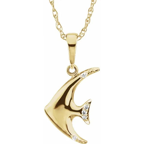 Diamond Angel Fish Necklace