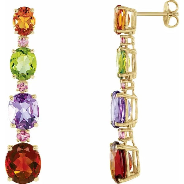 Luxurious Gemstone Gold Earrings