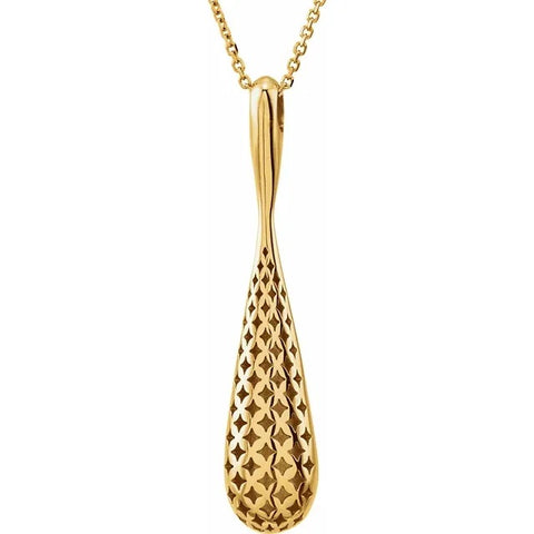 Gold Mesh Teardrop Pendant