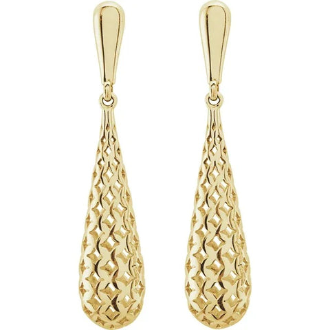 Gold Mesh Teardrop Earrings