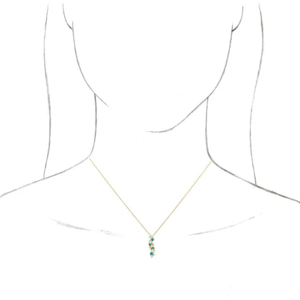 Scattered Turquoise, Opal & Diamond Bar Necklace