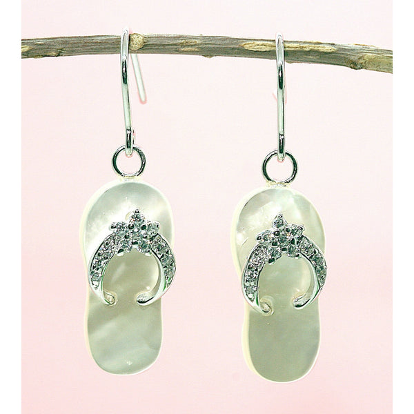 Mother of Pearl Flip Flop By The Sea Earrings - Argenti Designer Jewelers