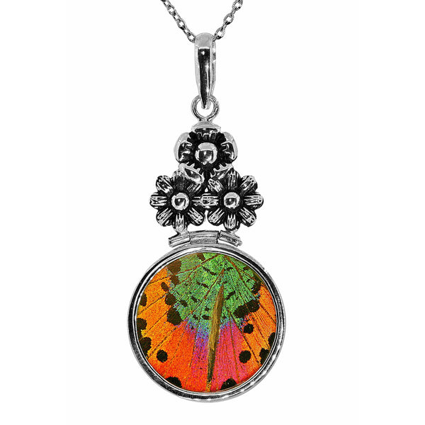 Sunset Floral Butterfly Necklace