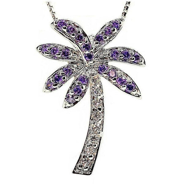 Florida Purple Palm Tree Necklace