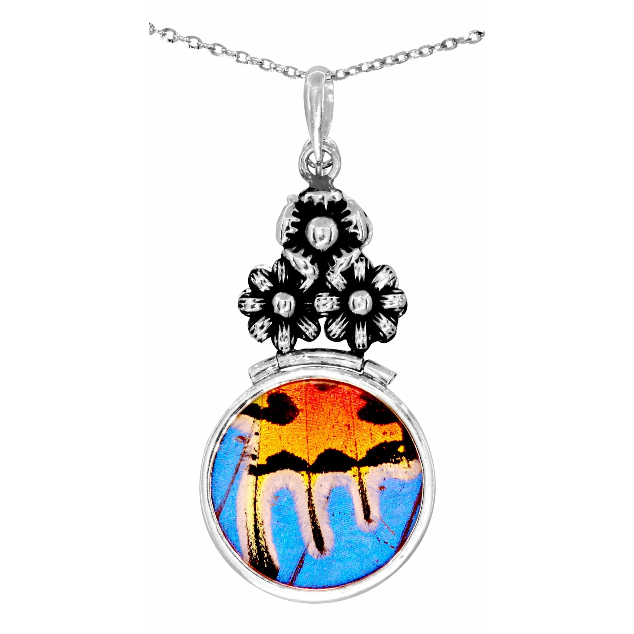 Blue Floral Butterfly Necklace