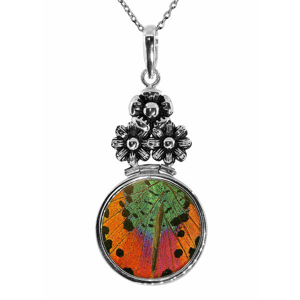 Sunset Floral Butterfly Necklace