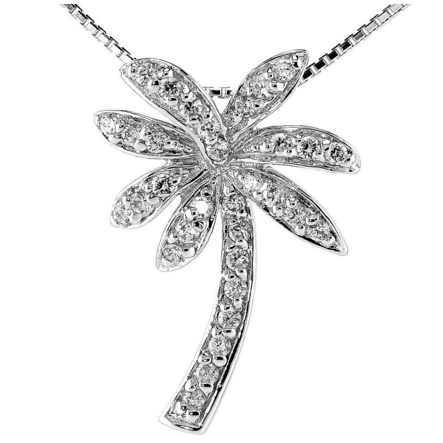 Florida White Palm Tree Necklace