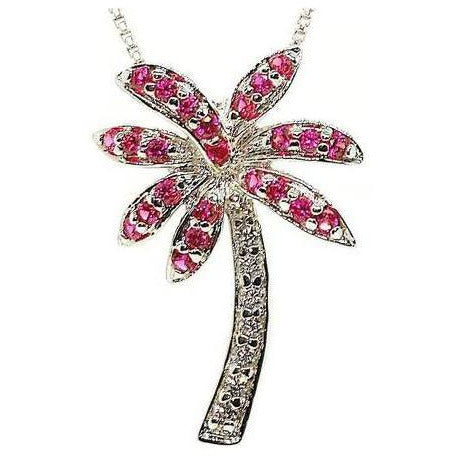 Florida Ruby Red Palm Tree Necklace