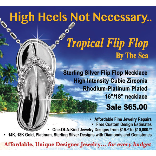 Caribbean Blue Flip Flop By The Sea Necklace
