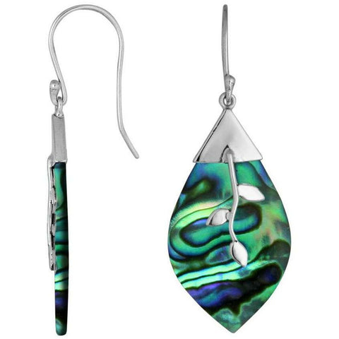 Delicate Pointed Teardrop Abalone Vine Earrings