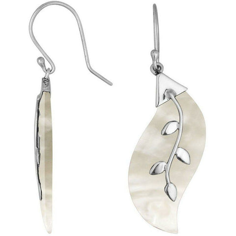 Swirl Leaf Mother of Pearl Earrings