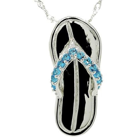 Caribbean Blue Flip Flop By The Sea Necklace