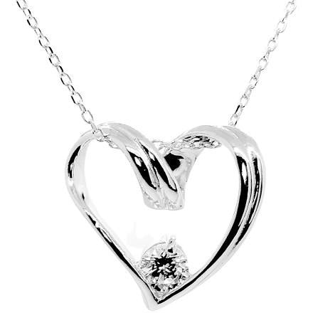 Solitaire Swirl Heart Necklace