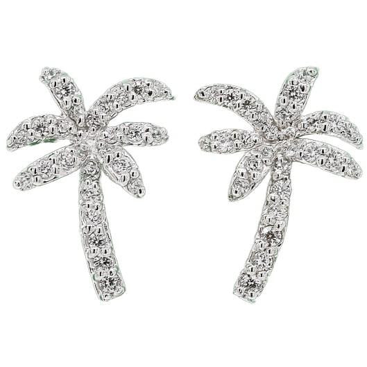Florida White Stationary Palm Tree Earrings