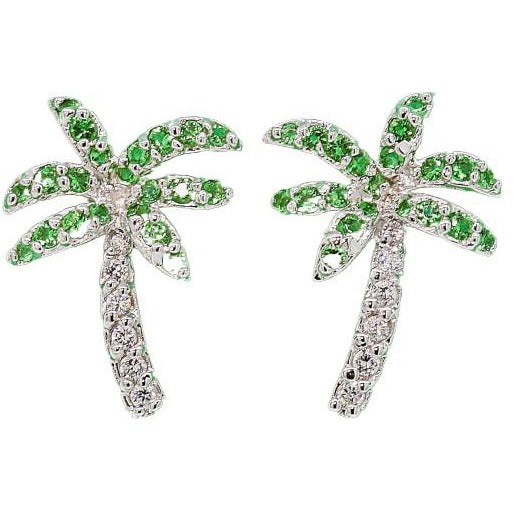 Florida Green Stationary Palm Tree Earrings